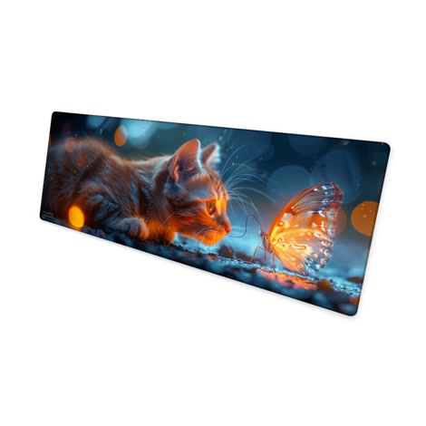 Bild på Curious Cat XL (800x300 mm) Gaming Musmatta gaming musmatta vinklad till vänster