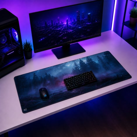 Bild på Portal Nexus XXL (900x400 mm) Gaming Musmatta gaming musmatta på ett skrivbord i en riktig gaming setup