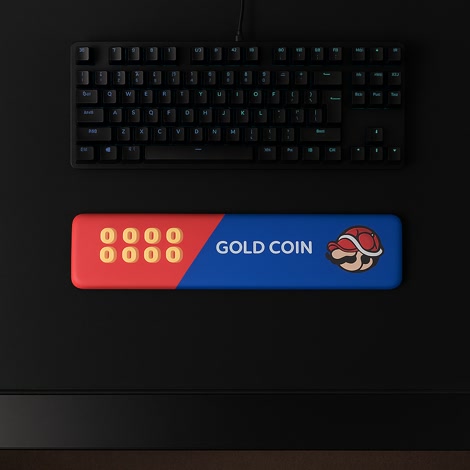 Bild på Handledsstöd för Gaming Tangentbord Gold Coin (450 mm) gaming musmatta vinklad till höger